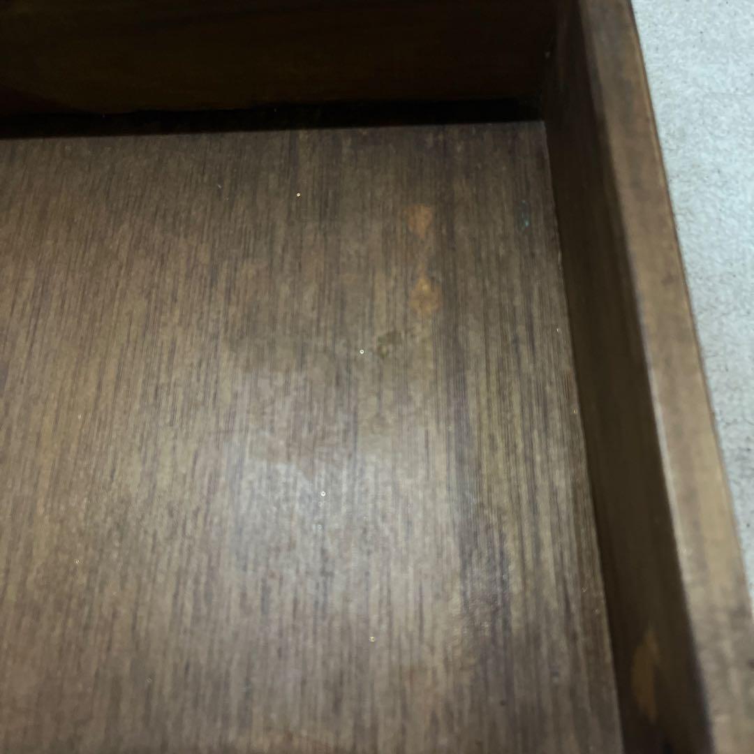 【ビンテージ】ダークブラウン 木製 サイドテーブル 2段 引き出し アイアン