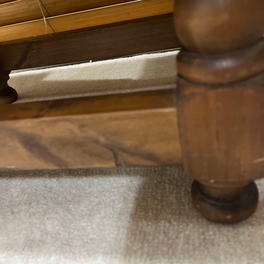 【ビンテージ】ダークブラウン 木製 サイドテーブル 2段 引き出し アイアン