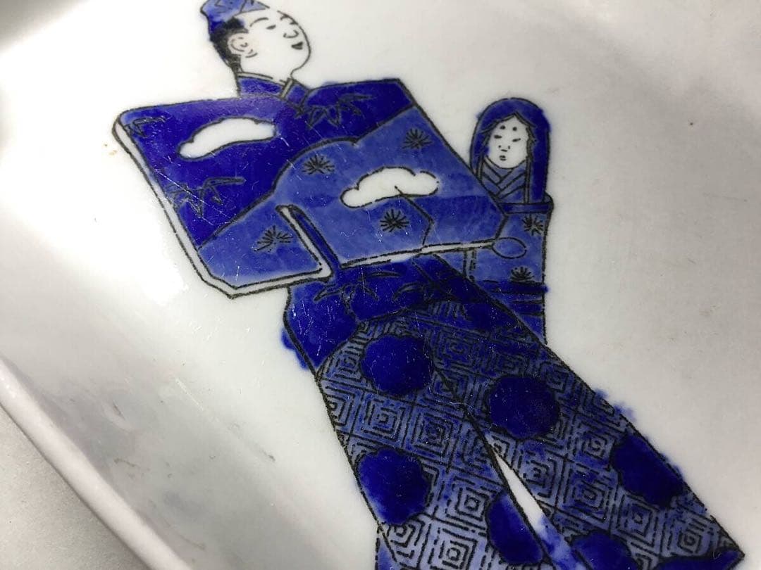 図変わり印判皿●お雛様●アンティーク 古伊万里 雛人形 立ち雛