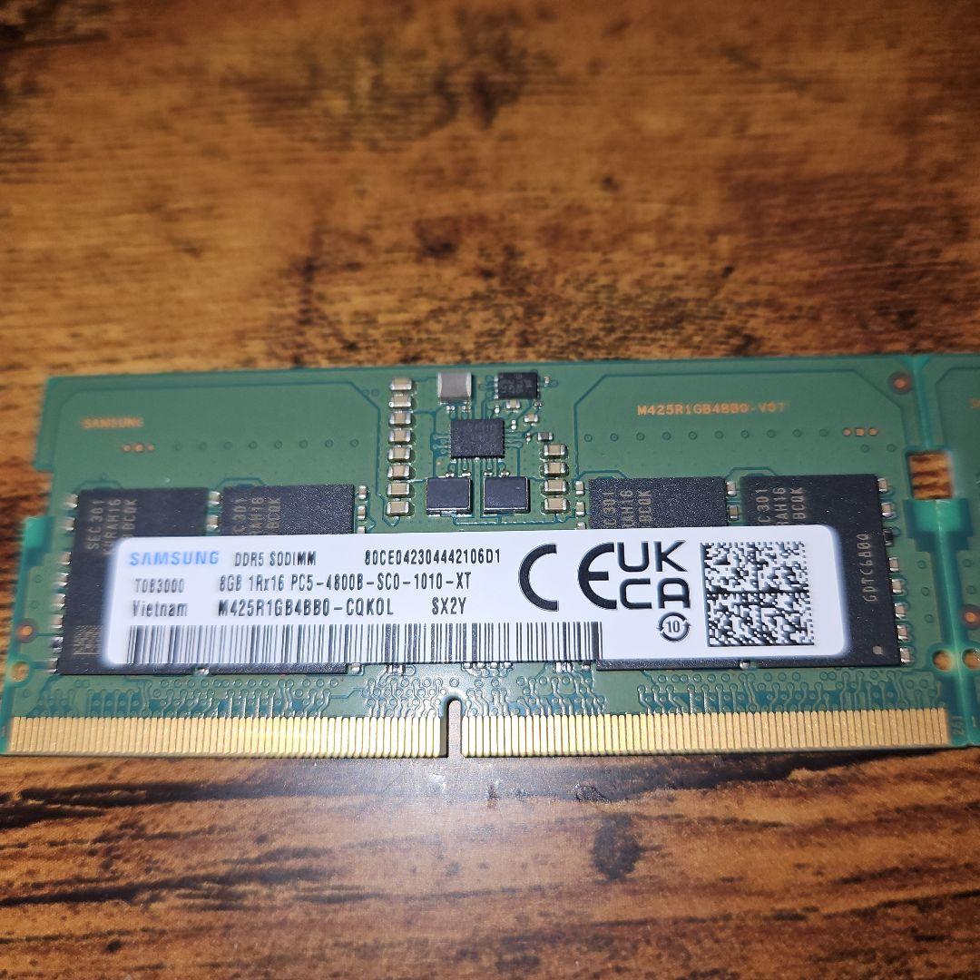 【2枚セット/合計16GB】Samsung 8GB DDR5 メモリー