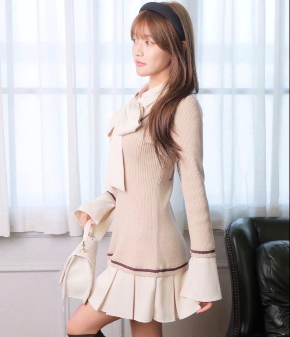 リップサービス LIP SERVICE シャツドッキングプリーツワンピース