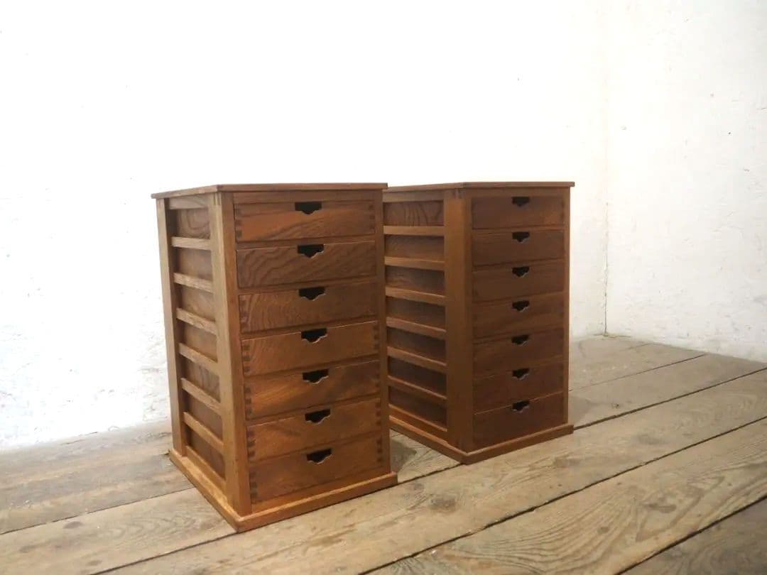 1246　②ケヤキの小引き出し　収納棚　書類ケース　展示台　ラック　インテリア