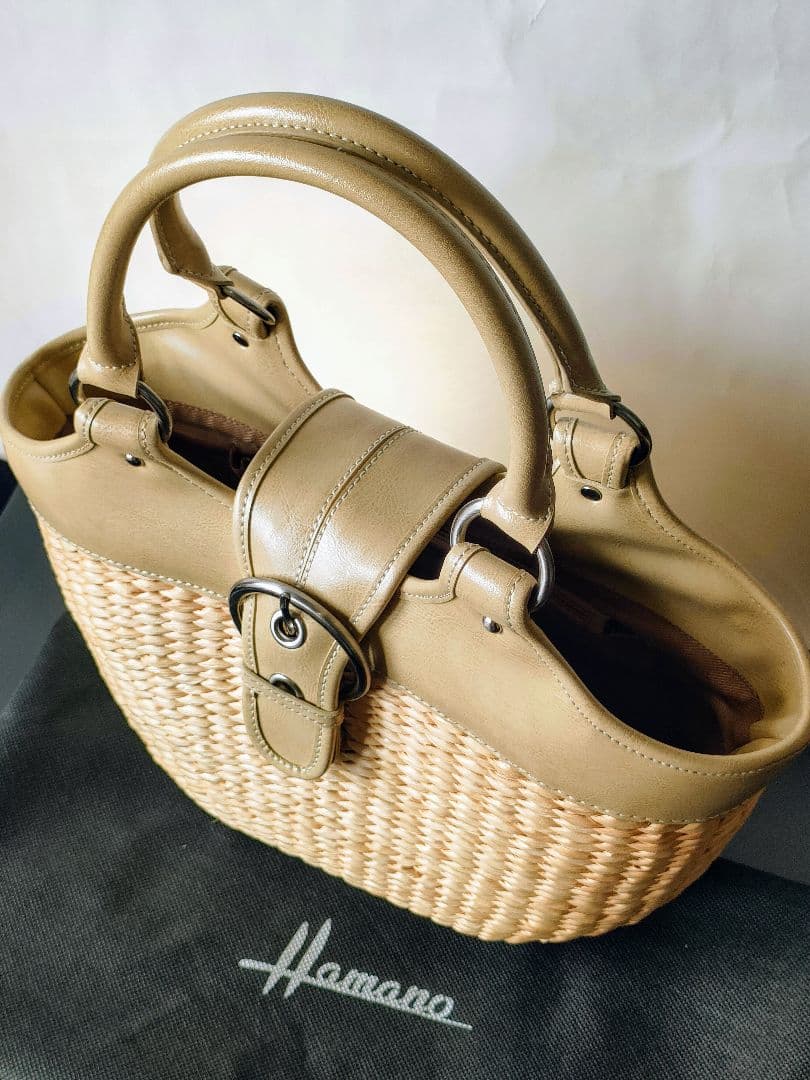 Hamano ハマノ　傳濱野　かごバッグ ベージュ