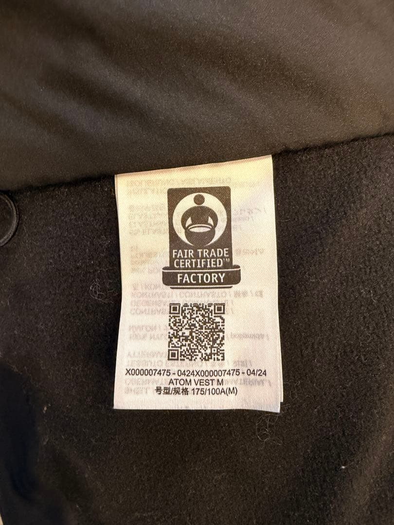 ARC'TERYX アトムベスト　Mサイズ ブラック