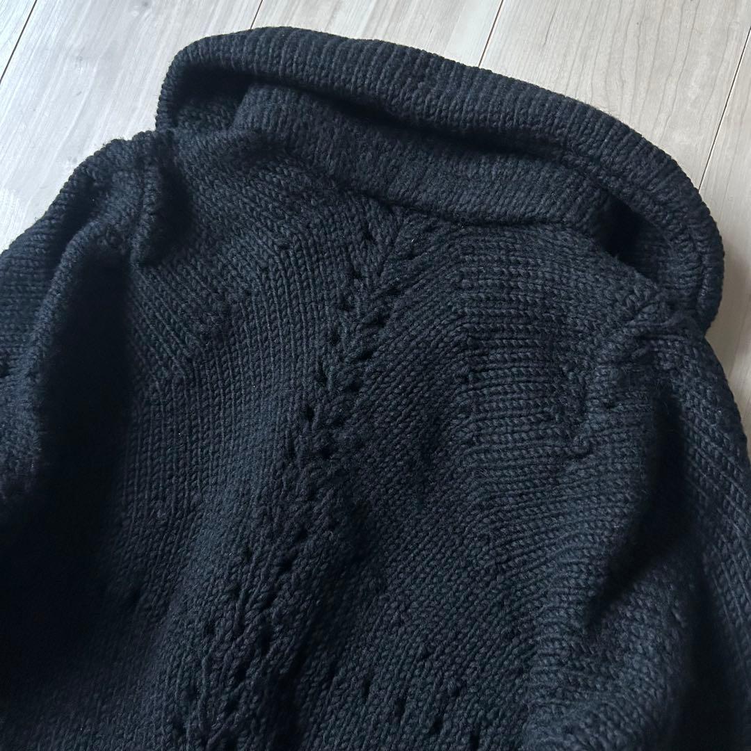 トリココムデギャルソン 丸襟 ニットジャケット 肉厚 ウール 黒 AD2006