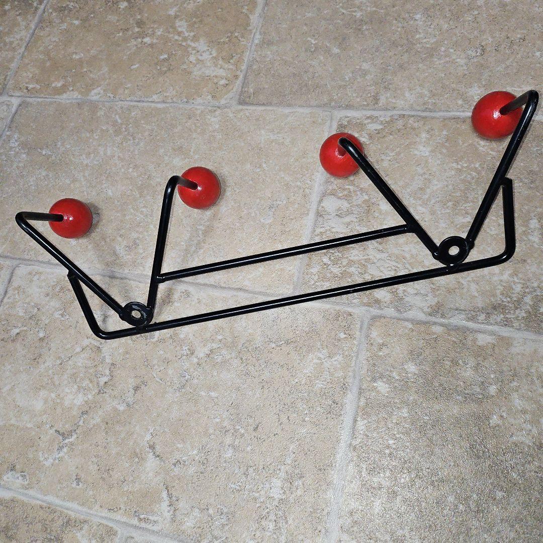 希少 1960S ヴィンテージ コートラック ウォールフック アトミック 赤