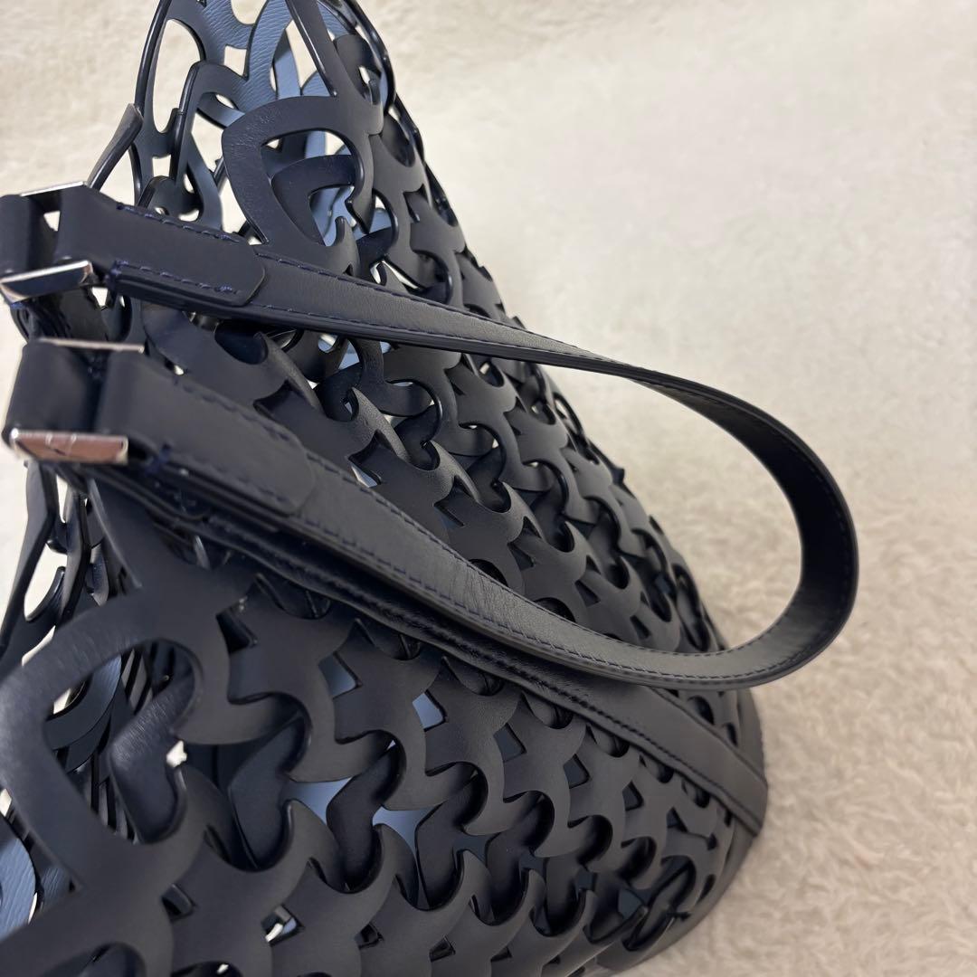 ✨️美品✨️ ケイトスペード ドリー ミディアムバケット かごバッグ ネイビー