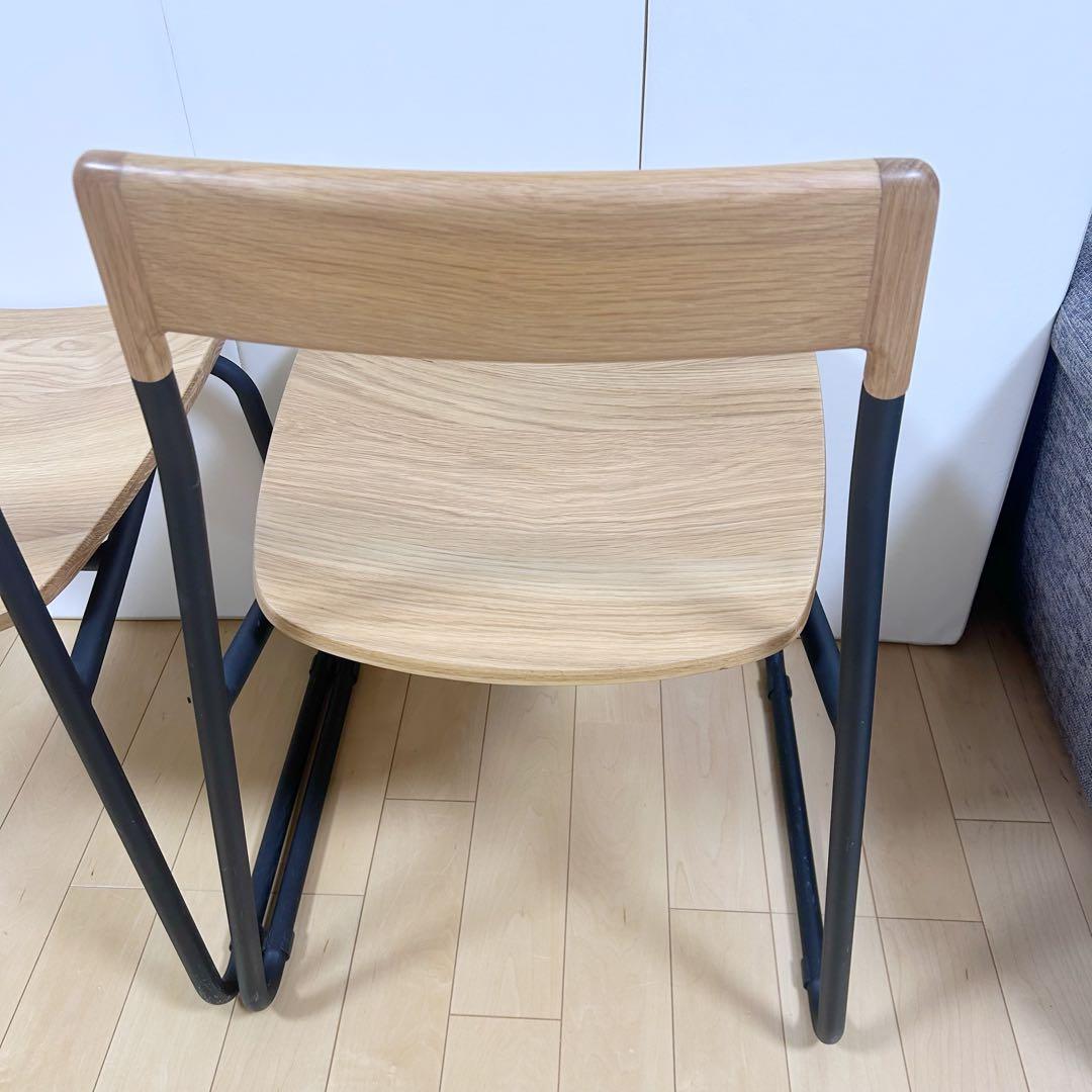 北欧　モリヨシ　Flo POKKYCHAR ナラ材　ナチュラルブラック2脚セット