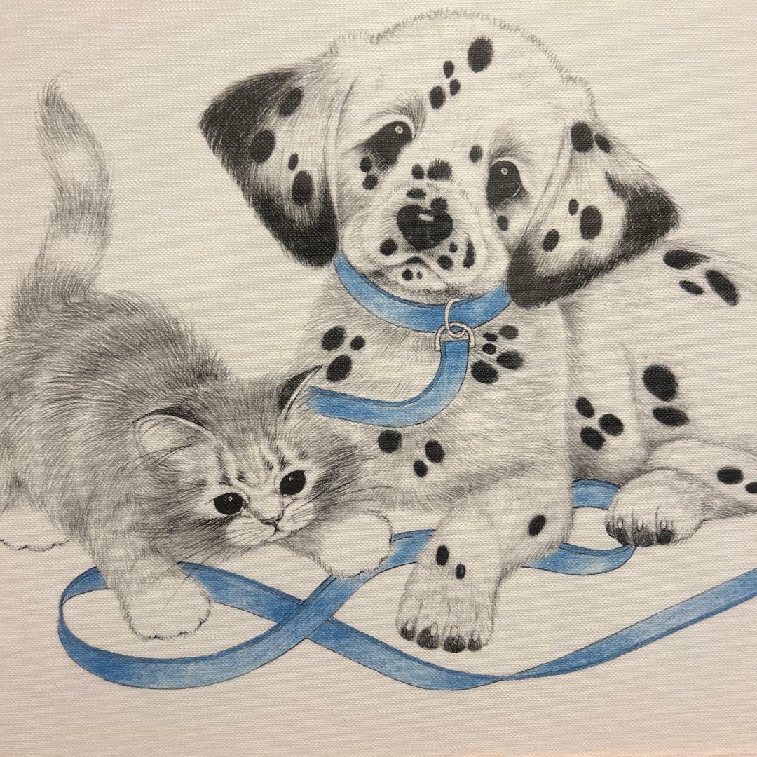 ダルメシアンと子猫の絵