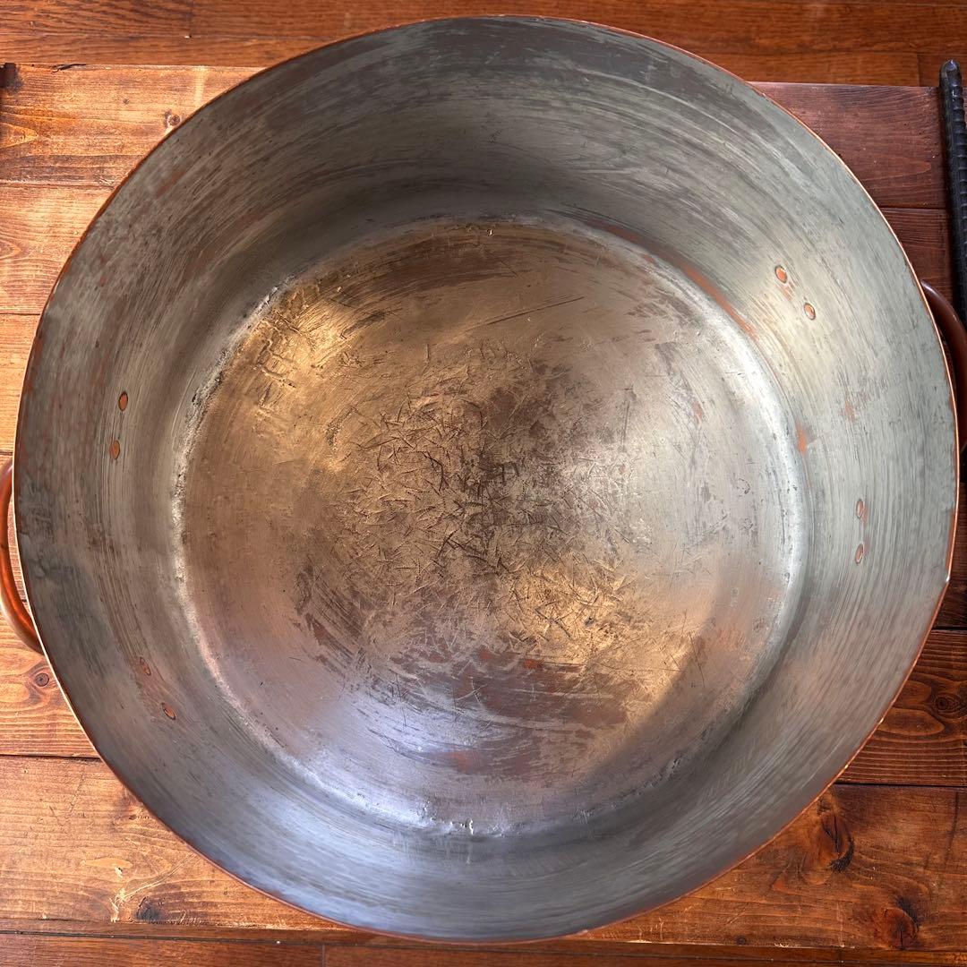 銅鍋　両手鍋　銅製　大型　寸胴鍋　ビンテージ　業務用