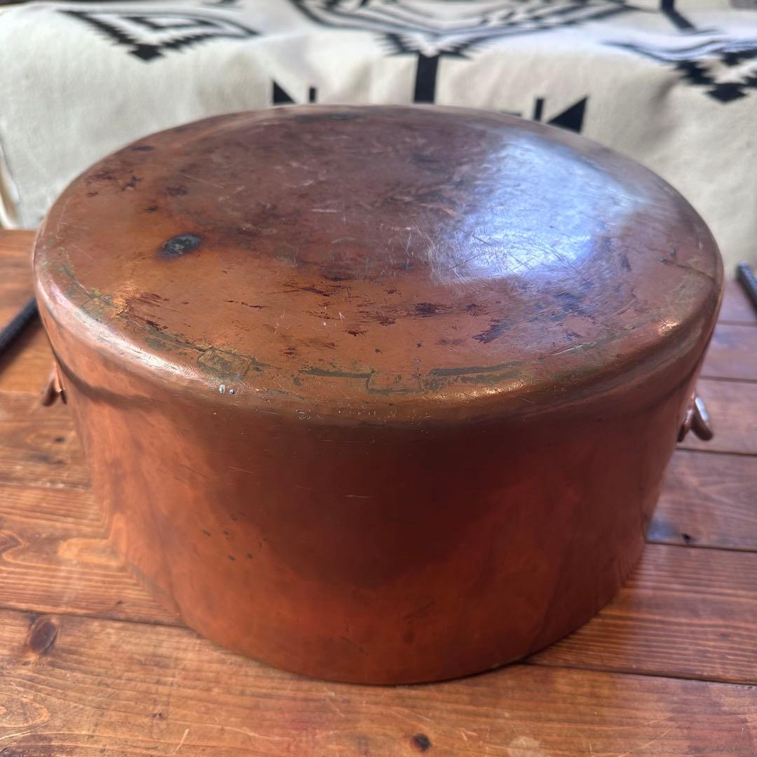 銅鍋　両手鍋　銅製　大型　寸胴鍋　ビンテージ　業務用