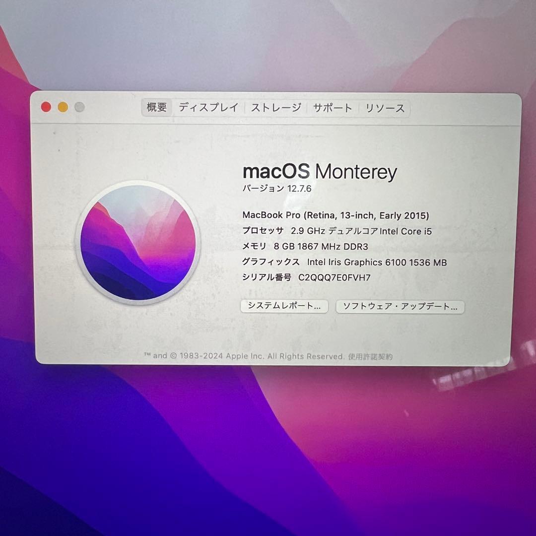 MacBook本体 MacBook Pro(Retina, 13-inch, Early 2015)