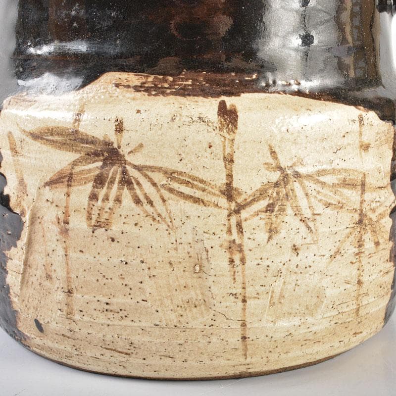 北大路魯山人作　黒織部　水指　時代箱付　V　R6469B