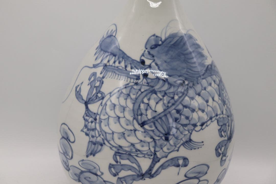 李朝　染付　龍紋大瓶　送料込み250506