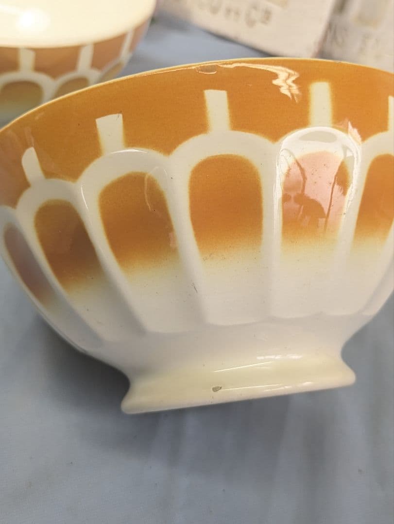 フランス アンティーク Luneville カフェオレボウル 直径15cm ペア