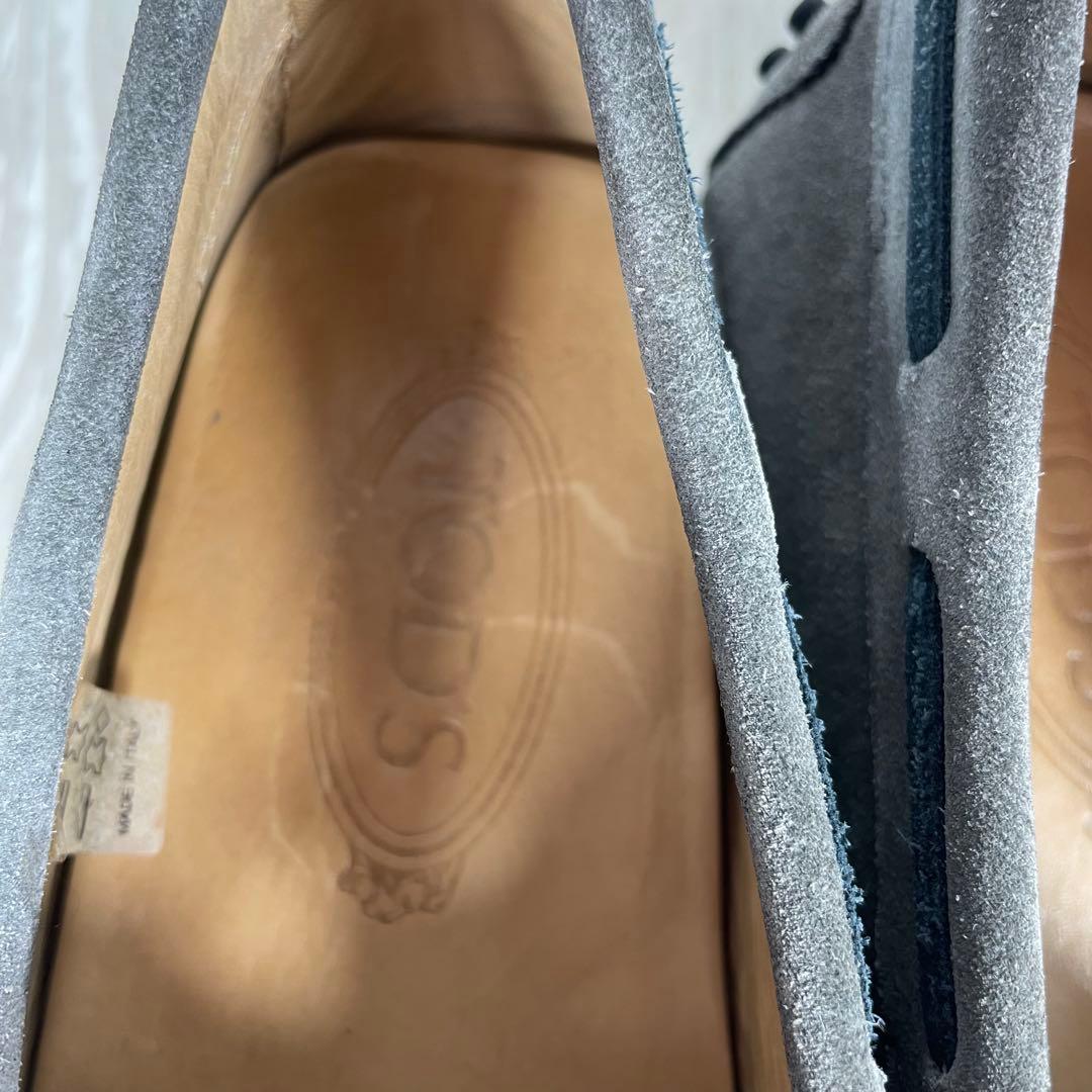 【美品】TOD'S スエード ドライビングシューズ　モカシン　グレー27.5cm