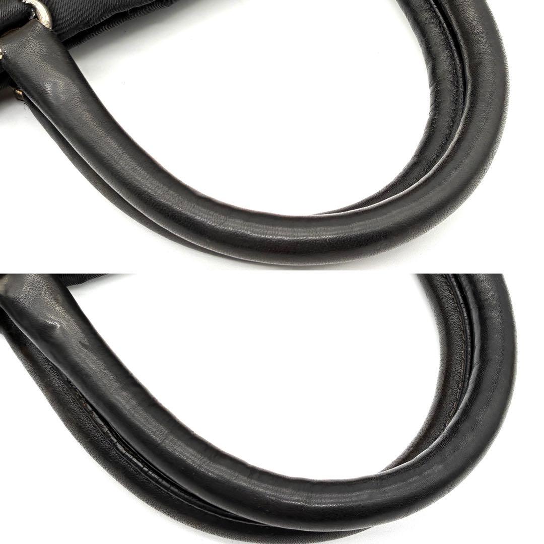 正規品 プラダ 2way ショルダーバッグ ゴールドロゴ ベルト 白タグ 黒