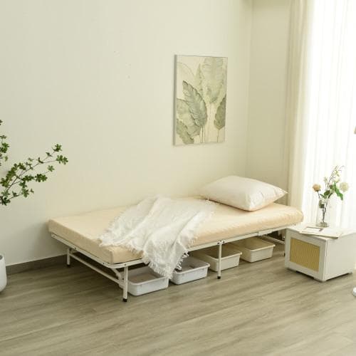 【マットレス付き】パイプベッド 折りたたみベッド シングル 組立簡単 ベッド