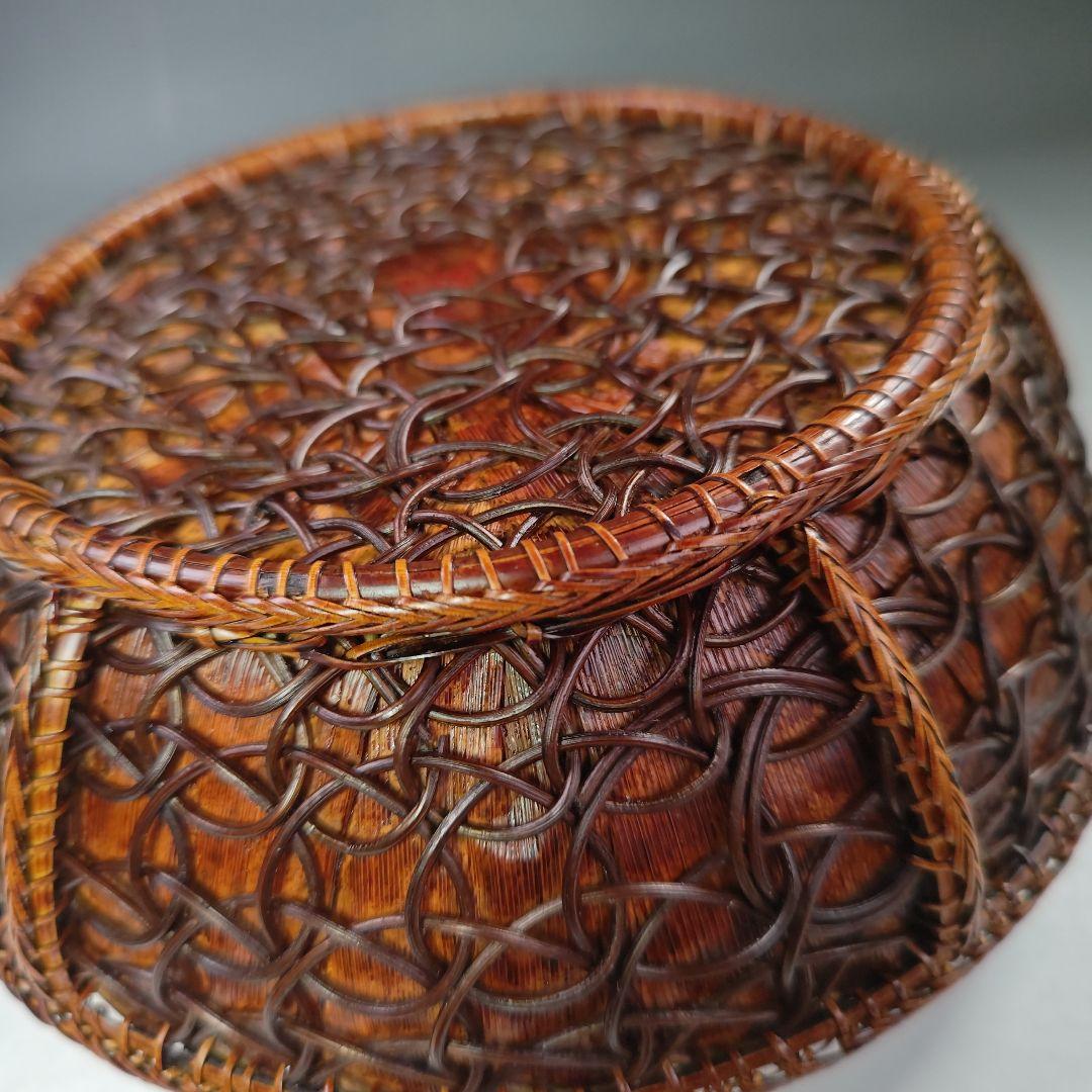 イ595 炭斗『田中篁斎造』『玄々斎好　七宝組炭斗　竹編　炭取　共箱』茶道具