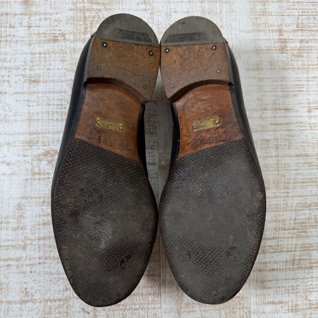 GUCCI ホースビットローファー 黒金 39 1/2 E 24.5