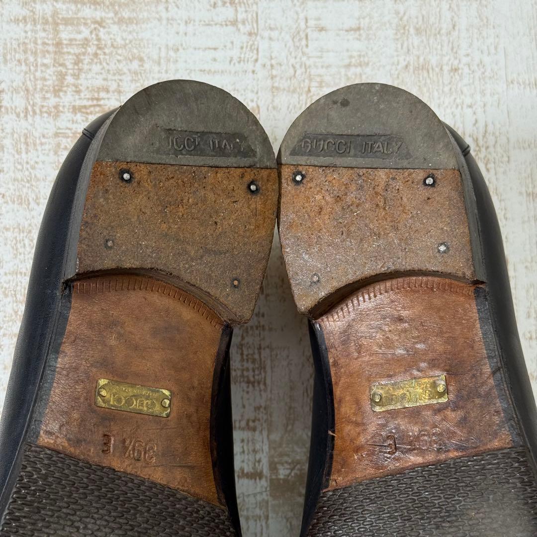 GUCCI ホースビットローファー 黒金 39 1/2 E 24.5