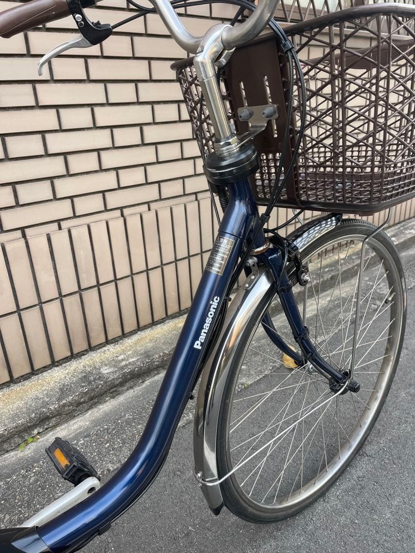 電動アシスト自転車 ネイビー 前カゴ付き
