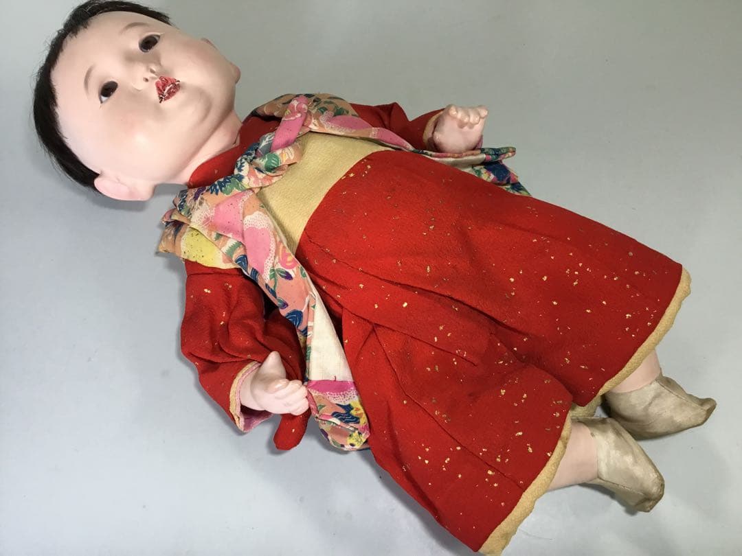 古い人形◆お座り人形◆紙箱入り 抱き人形 昭和レトロ 日本人形