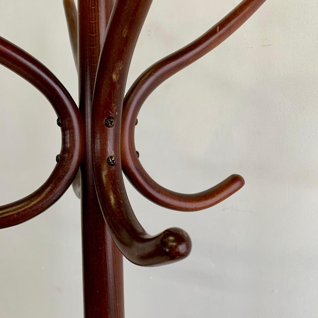 秋田木工 ヴィンテージ 木製 コートハンガー 傘立て付き ポールハンガー レトロ