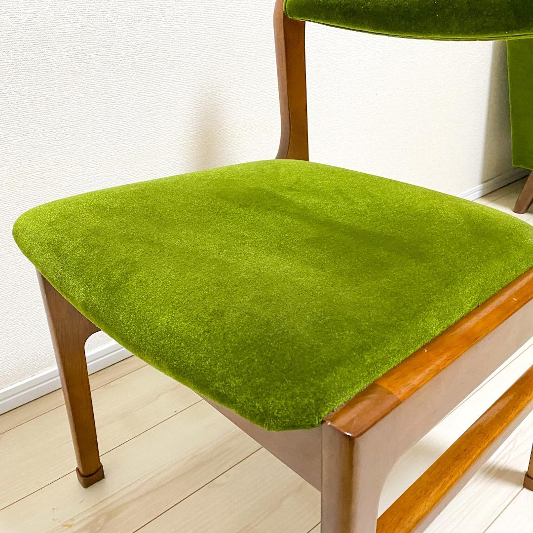 カリモク60 正規品 ダイニングチェア アームレス モケットグリーン