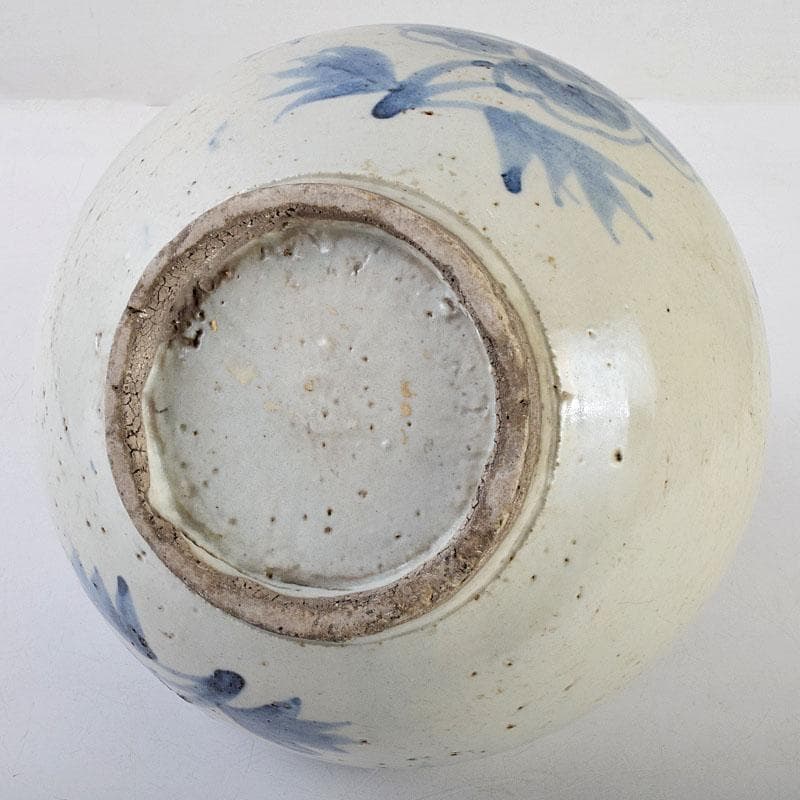 朝鮮美術　李朝　高麗白磁　染付　花文　壷　時代箱付　F　R9160B