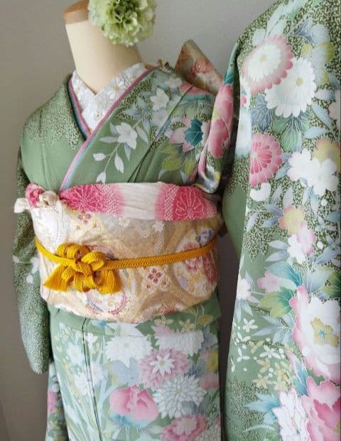 かめ様　422.振袖7点セット 正絹フルセット成人式　落款