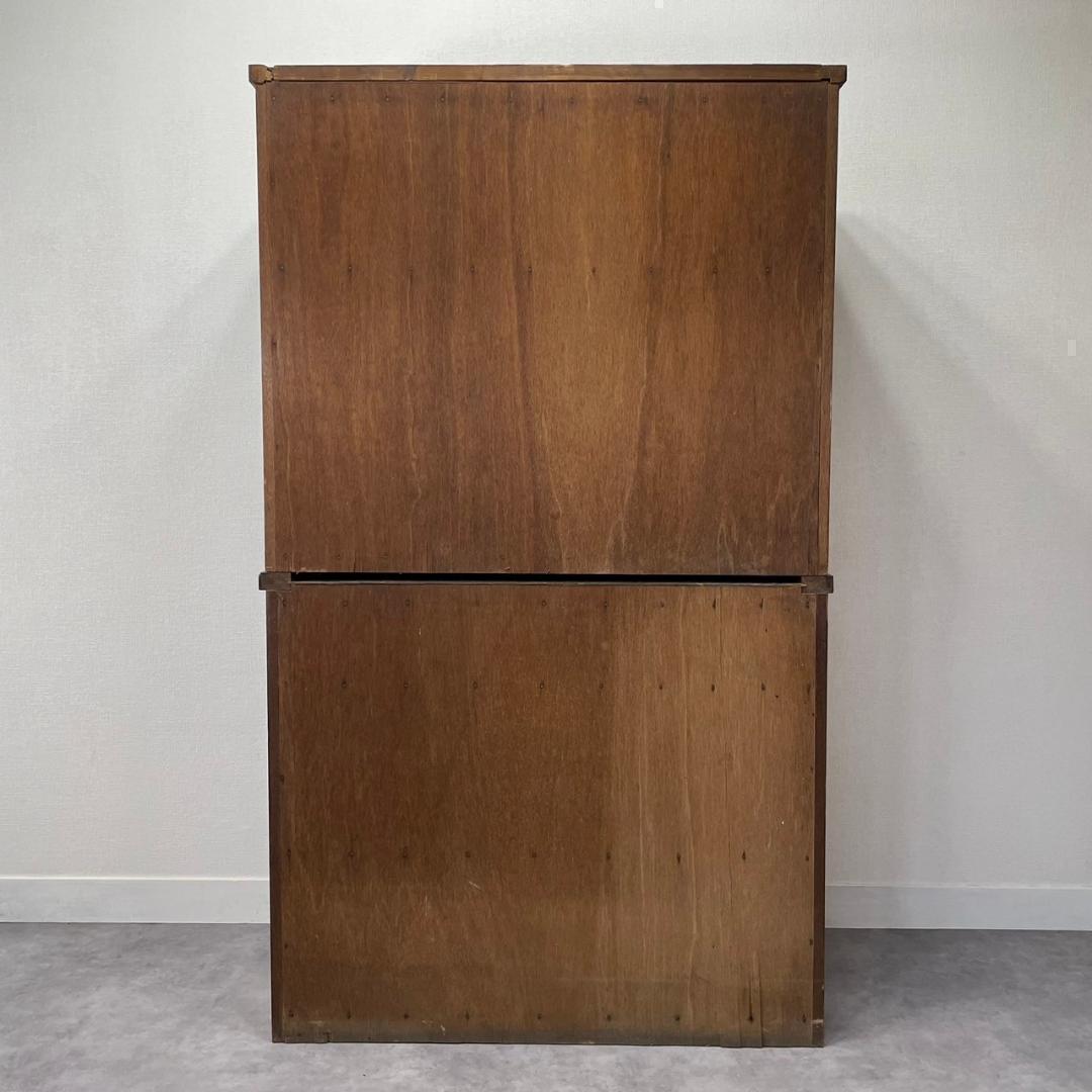 ヴィンテージ チェッカーガラス 食器棚 水屋箪笥 飾り棚 収納棚 和家具