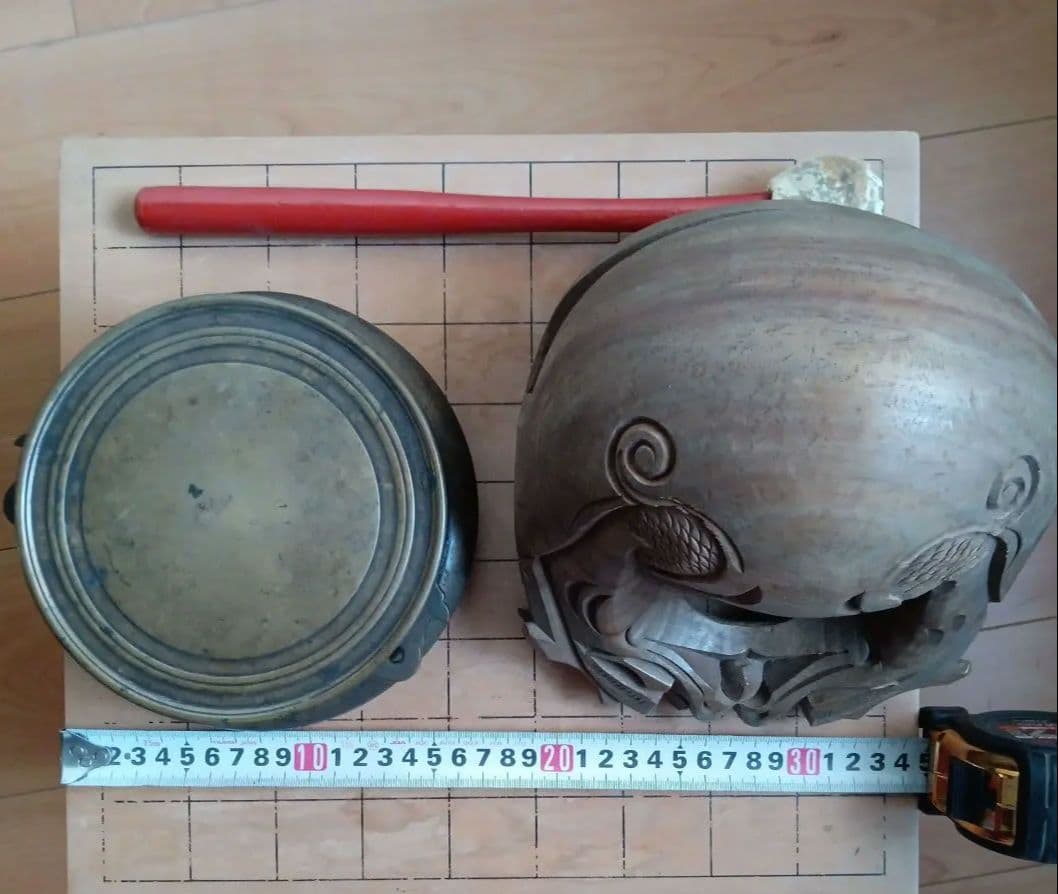 真鍮台座付き 木魚 撥付き 仏具