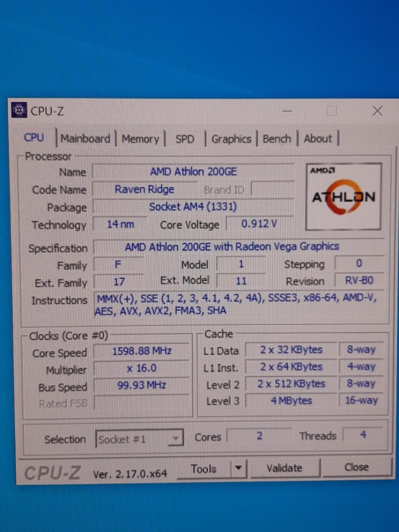 自作PC　AM4 APU 200GE・8GB・256GB・WIN10