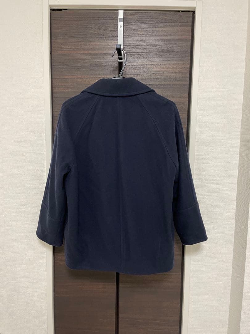 ★お値下げ　尾州ウールスーパー100モッサPコート　36 ネイビー