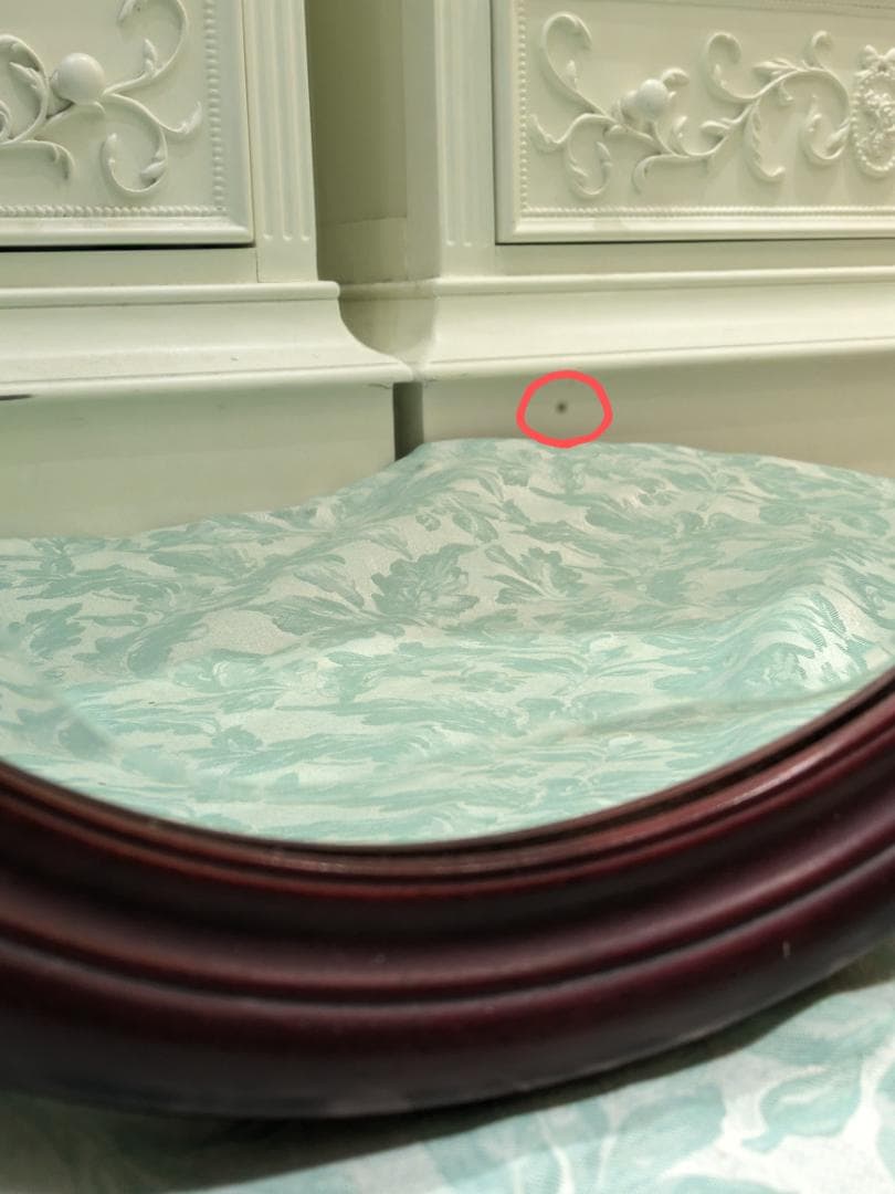 i9【極美品】 オーバルミラー カットガラス 壁掛け 木製 ミッドセンチュリー