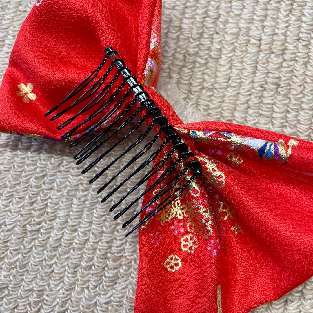 新品 七五三 三歳お祝い着 フルセット 赤 被布 着物 襦袢 草履 巾着 髪飾り