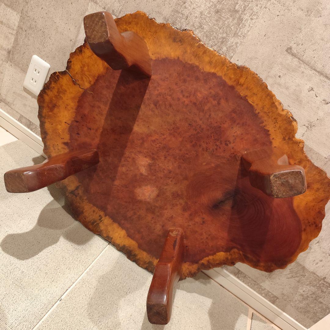 希少 花梨 唐木 テーブル 一点物 銘木 一枚板 瘤杢 花台 ローテーブル