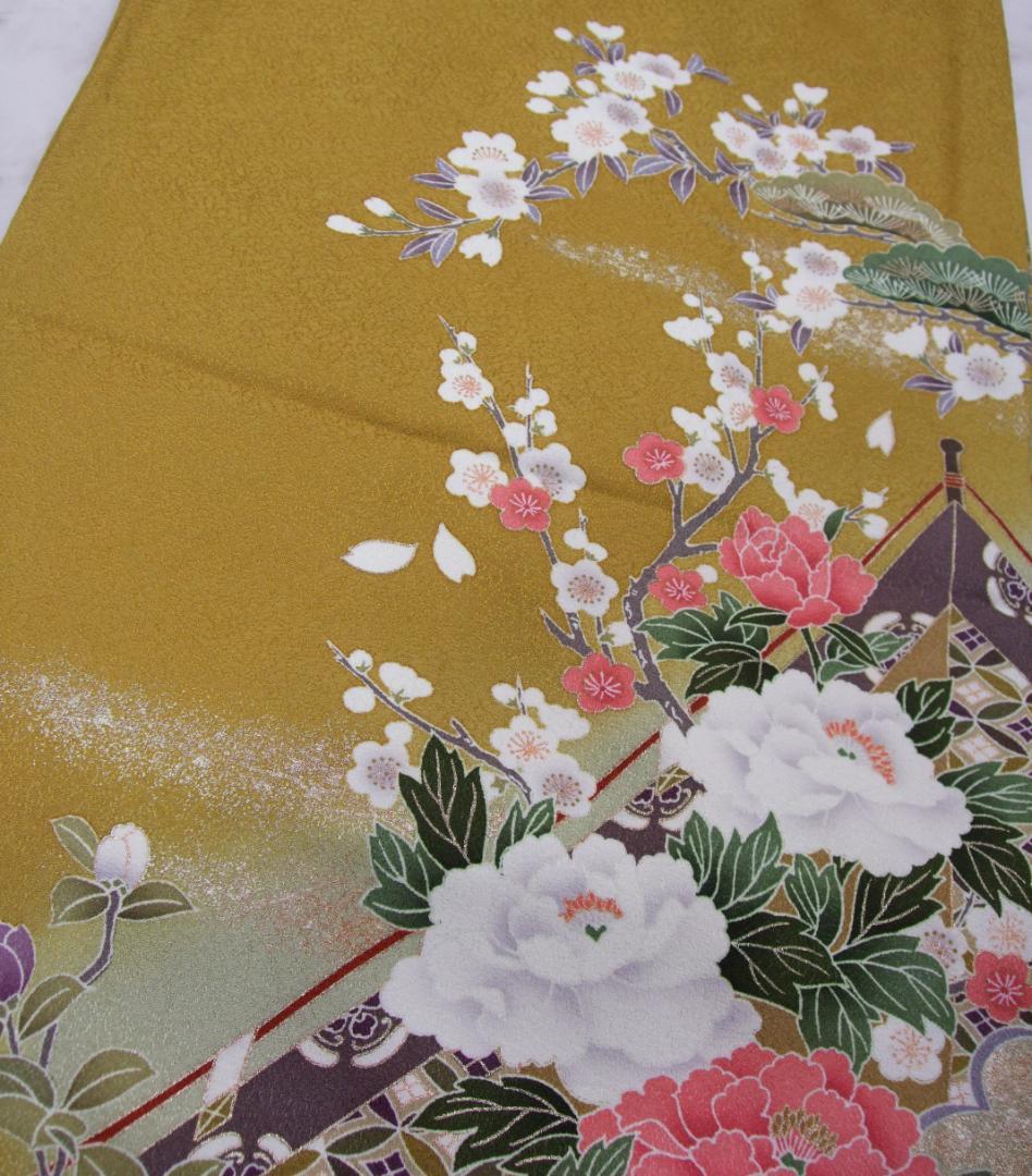 古典柄/牡丹桜/ぼかし染め/金駒刺繍/振袖フルセット　ｍ97　成人式