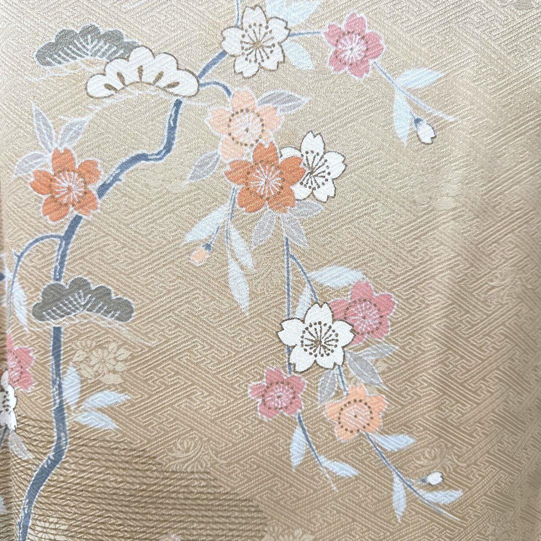 付け下げ訪問着4点フルセット、着物、袋帯、帯締め、帯揚げ