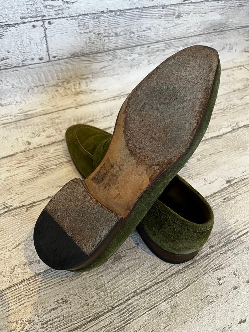 DI MELLA ディ メッラ オリーブグリーン スエード ローファー　6