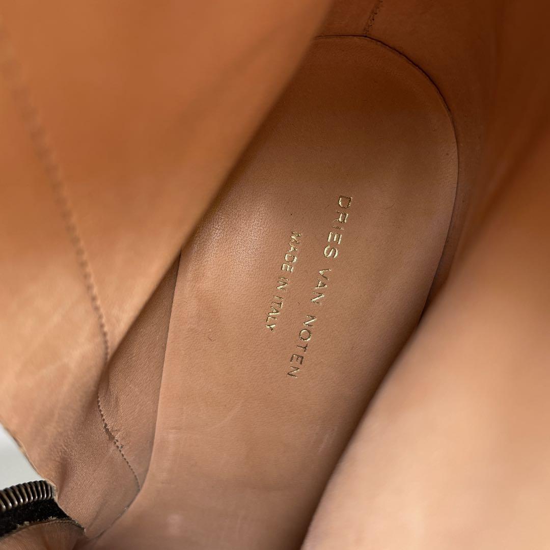 ドリスヴァンノッテン ブーツ ベロア　サークルヒール　パイソン柄　25cm 黒