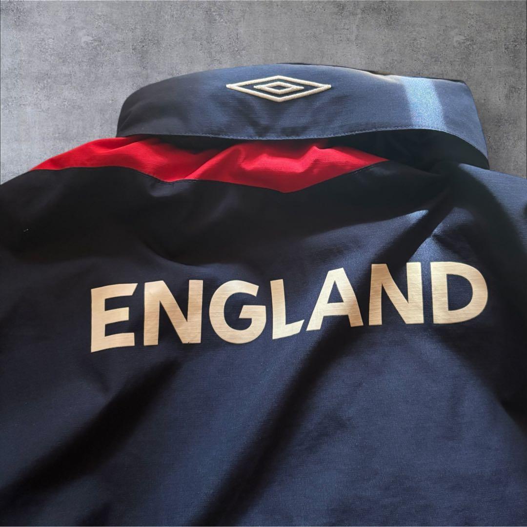 【O22】UMBRO×イングランド代表刺繍ナイロンジャケットLネイビー×赤×白