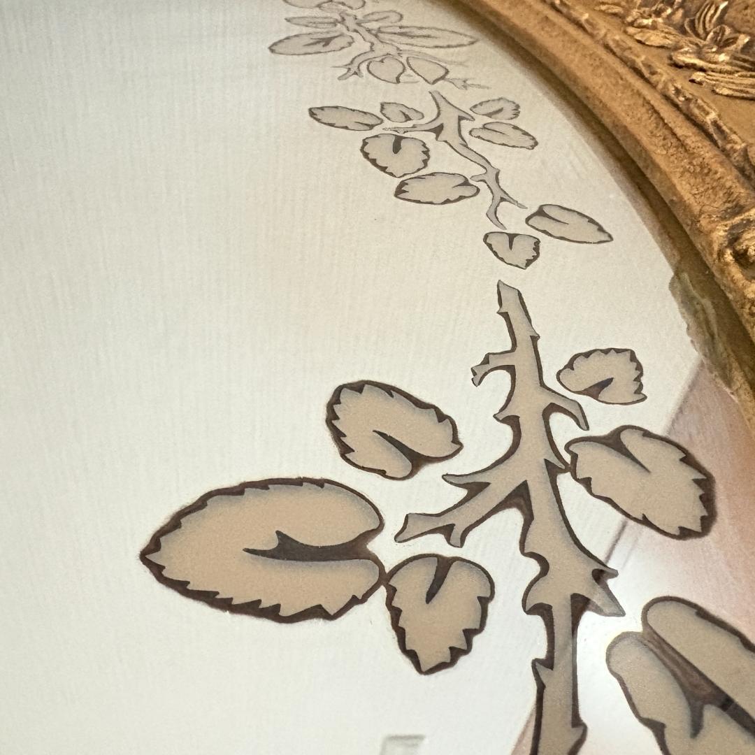 ウォールミラー アンティーク ゴールド装飾 楕円形 壁掛け鏡 レトロ 現状品