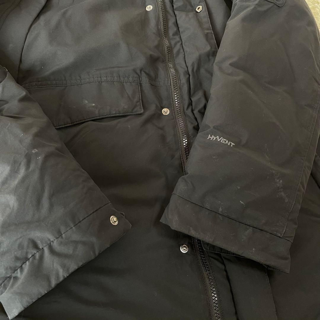 ノースフェイス　ブラックダウンジャケット　XL フード取外し可　ポケット多数