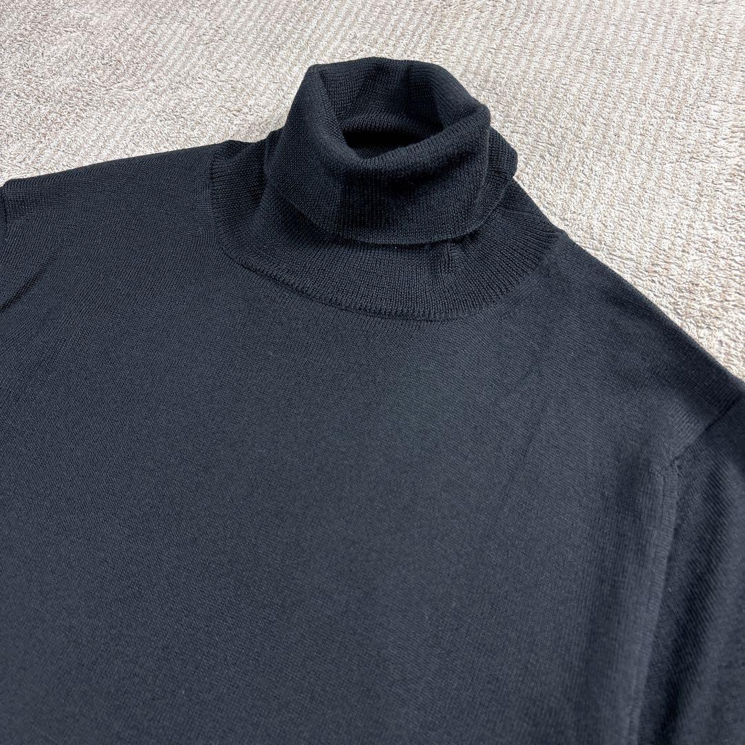 【未使用級】BEAMS F メリノウール タートルネックニット ブラック 46