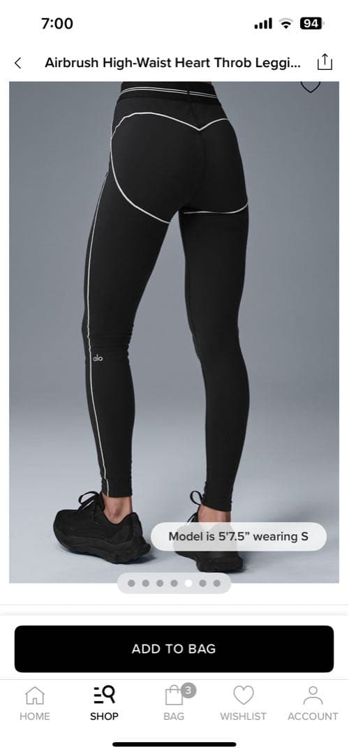 alo ブラック ヨガパンツ ホワイトライン　XS