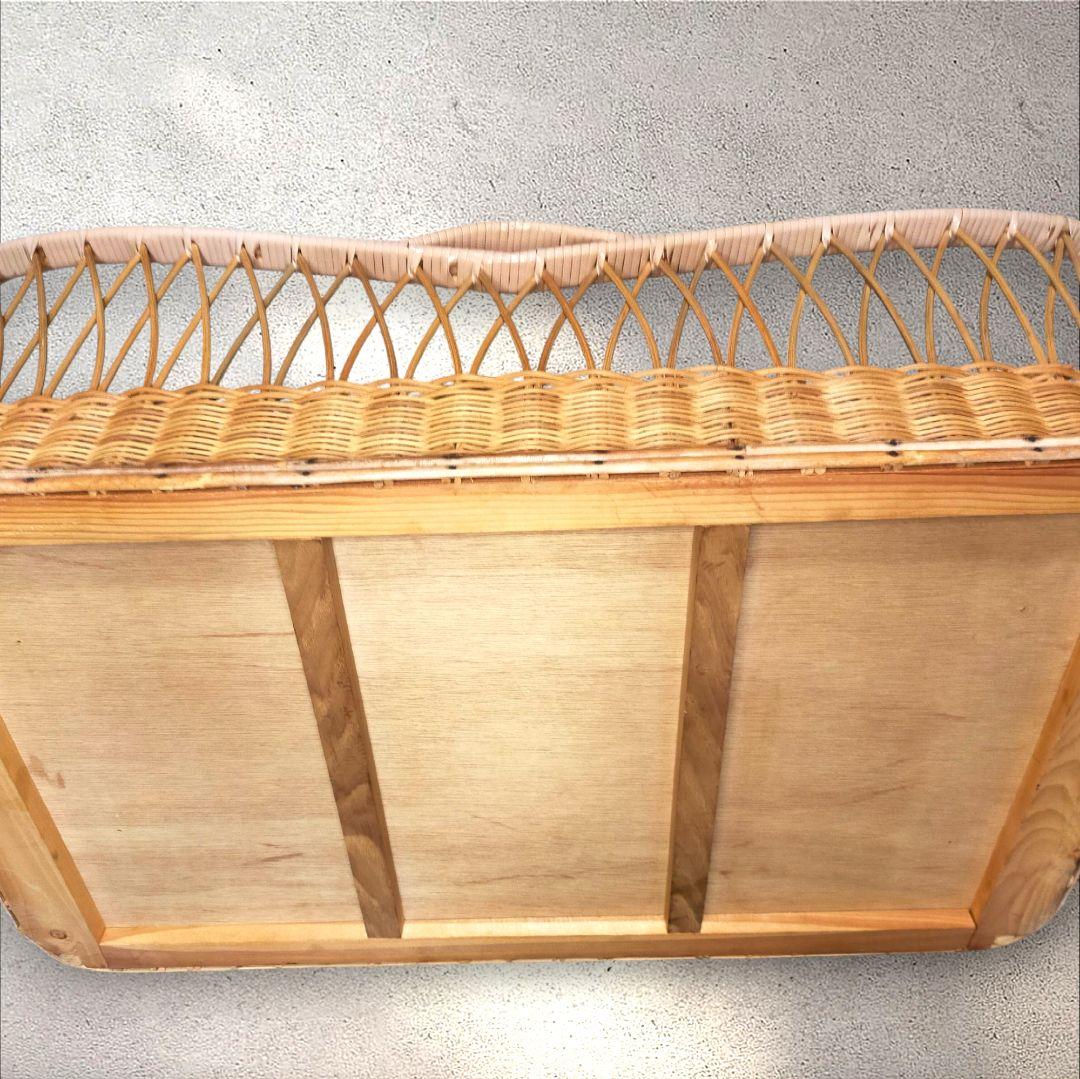 【レトロ】❀ラタン ❀ベビーベッドゆりかご❀ キャスター付き