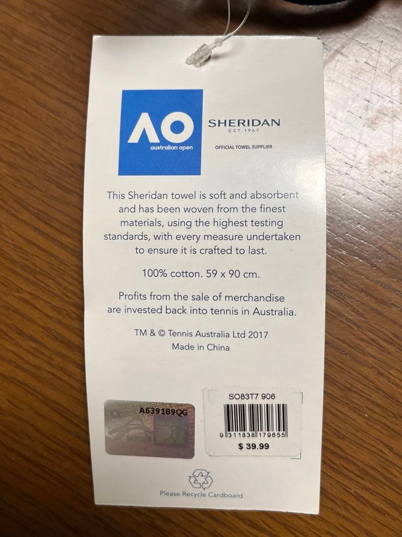 Australian Open Tシャツ ネイビー　タオル　2017年