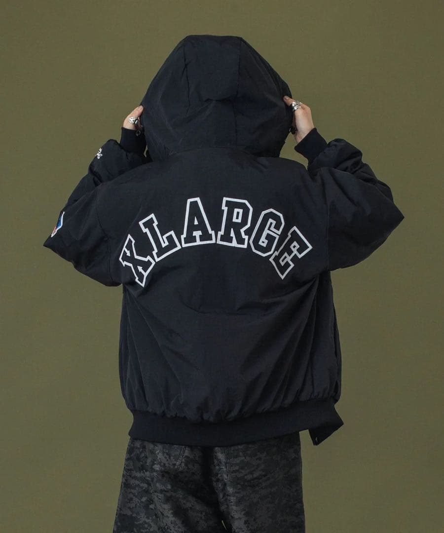 kamorieXLARGE ナイロンパファージャケット ネイビー Lサイズ